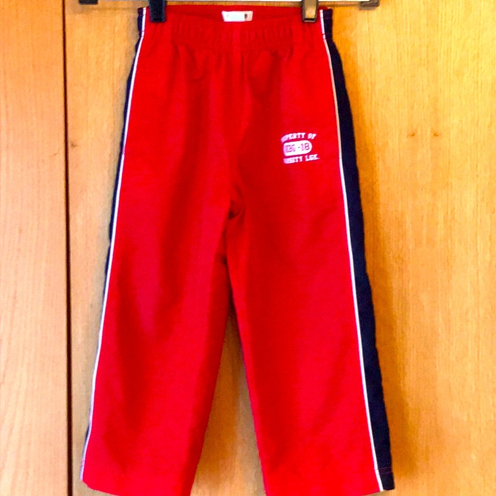 Oshkosh B’gosh 4T red pull on elastic waist mesh lined sporty warm up pants EUC